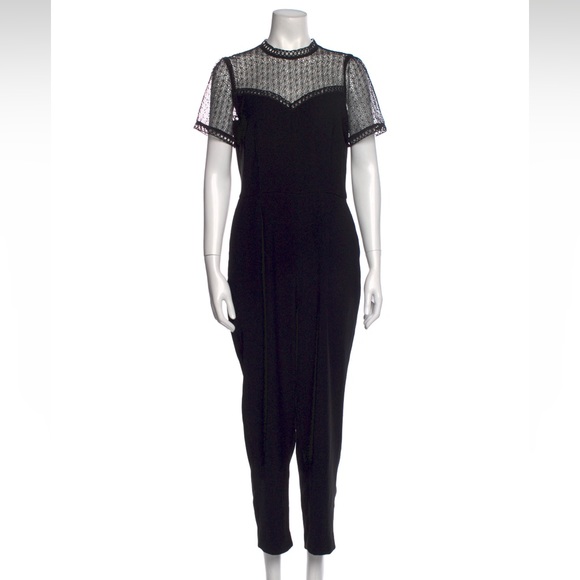 MICHAEL Michael Kors Pants - MICHAEL Michael Kors Black Lace Cap Sleeve Crew Neck Jumpsuit US 8 Medium M